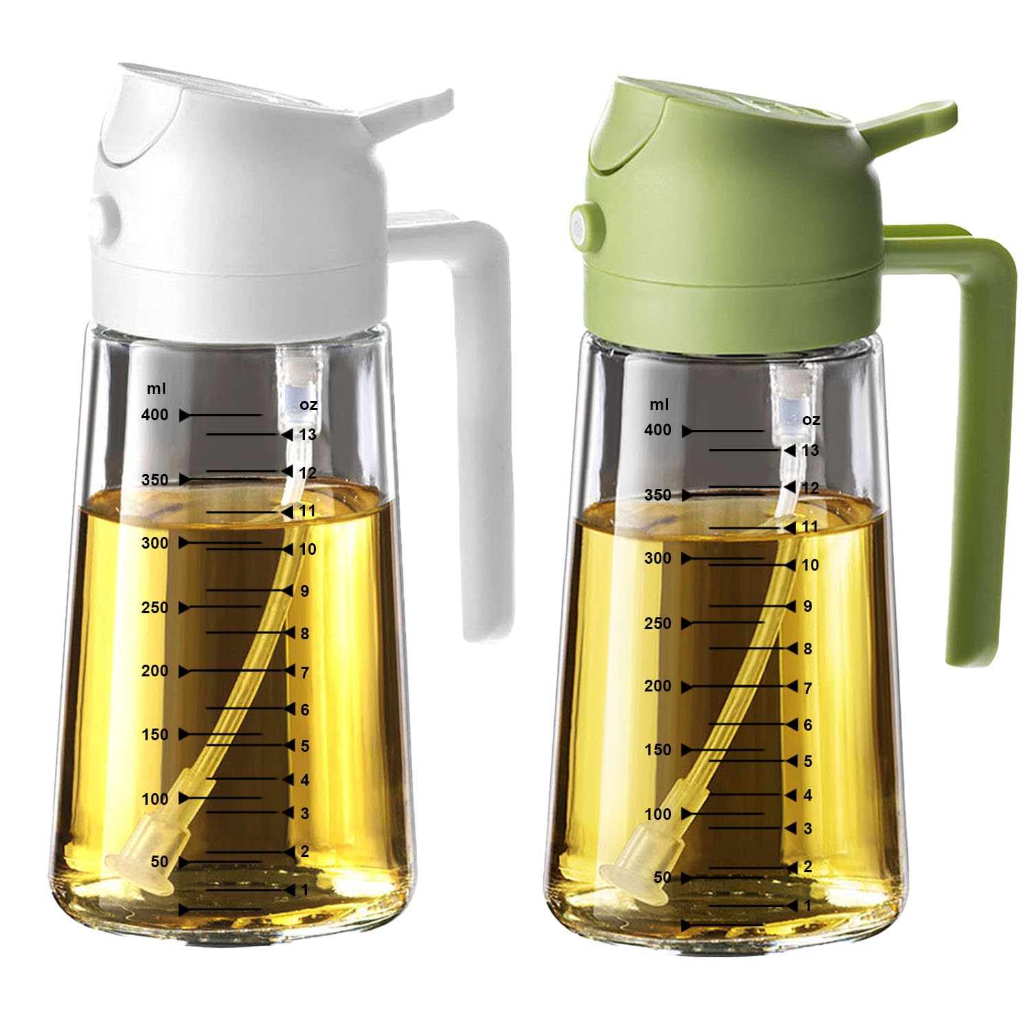 TrendPlain 16oz/470ml Glass Olive Oil Sprayer for Cooking – 2 in 1 Olive Oil Dispenser Bottle for Kitchen Gadgets and Air Fryer Accessories, Salad, BBQ - Black